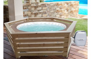 Habillage hexagonal pour spas et piscines gonflables, Bois, 2.80 x 2.20 m, 6.10m²