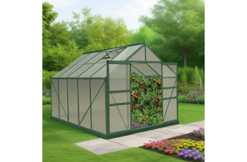 Serre jardin, Aluminium couleur verte, 3.00 x 2.45 m, 7.35m²