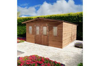 Abri Thermabri, Epicéa madriers 28mm, 4.30 x 5.50m, 20m²