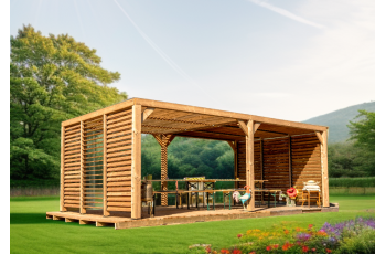 Pergola Thermauvent avec ventelles /Toit et 2 parois THT, 3.40 x 6.20m, 21.30m²