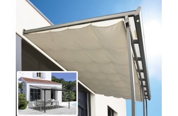 Toit terrasse avec rideau d'ombrage extensible, Aluminium gris anthracite, 2.75 x 2.45, 6.70m²