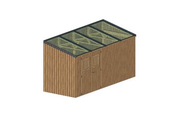Abri photovoltaïque Lumibois 2kWc, THT, "Plug and play", bardage 19mm, 1,90 x 4,67 m, 8.87 m²