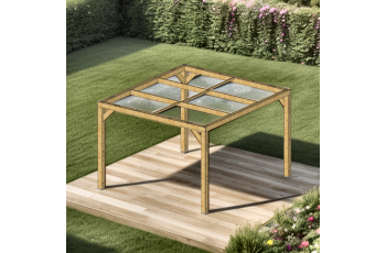 Pergola Thermauvent, Bois Thermo chauffé poteaux 0.12 x 0.12 m, 3.40 x 3.10m, 10.60m²