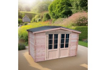 Abri Dhana avec bac acier, Douglas Madriers 28mm, 3.00 x 3.00m, 9.00m²