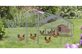 Enclos parc grillagé pour animaux, Acier, 3.00 x 6.00m, 18m²