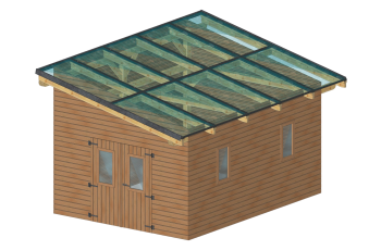 Abri photovoltaïque Wattoit 5kWc, THT lamellé collé 120 x 120 mm, 3.75 x 5.82m, 21.83 m²
