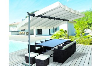 Pergola Marquise avec toile, Aluminium, 2.50 x 3.40, 8.50m²