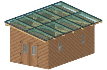 Abri photovoltaïque Wattoit 6kWc, THT lamellé collé 120 x 120 mm, 3.75 x 6.97 m, 26.14 m²