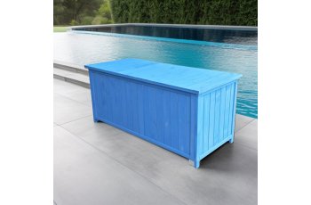 Coffre de rangement, Bois lasuré couleur bleue, 0.50 x 1.30 m, 0.65m²