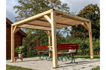 Pergola Veneto avec ventelles réglables /Toit, Epicéa/Sapin traité, 3.60 x 3.40 m, 12.20m²