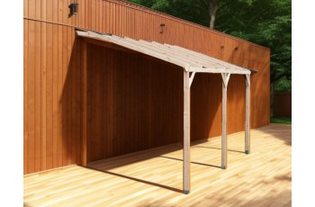 Carport Mural/Pergola Adossable, Pin sylvestre traité autoclave classe III, 3.00 x 5.00m, 15m²