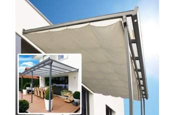 Toit terrasse  avec rideau d'ombrage extensible, Aluminium gris anthracite, 3.05 x 5.00 m, 15.25m²