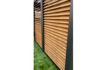 Ventelles aluminium mobiles couleur imitation bois pour  côté 3 m pour pergola bioclimatique PER 3630 BI et PER  2430 BI