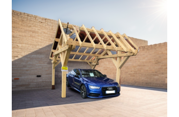 Carport Lemno, Sapin du nord section 160 x 120mm//80 x 120mm, 3.90 x 5.00m, 19.70m²