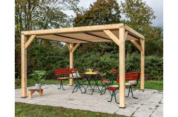 Pergola Veneto avec ventelles réglables, Bois douglas, 3.40 x3.10 m, 10.50m²