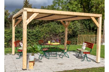 Pergola Veneto avec ventelles réglables, Bois douglas, 3.40 x3.60 m, 12.20